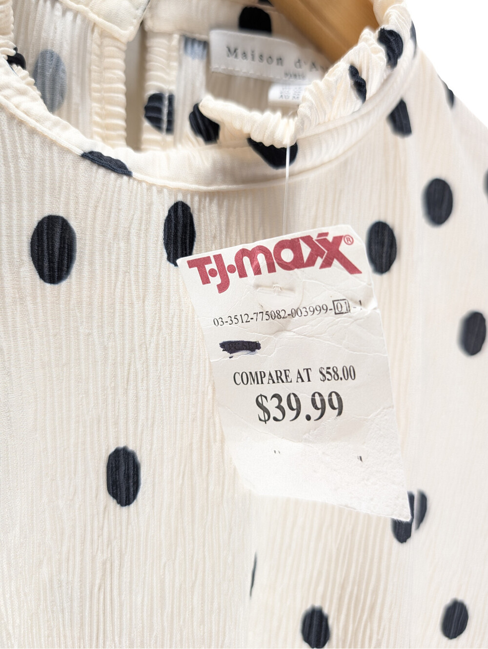 NWT Maison d’Amelie Paris Polka Dot Ruffle Blouse - Picture 5 of 5